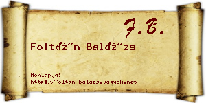 Foltán Balázs névjegykártya